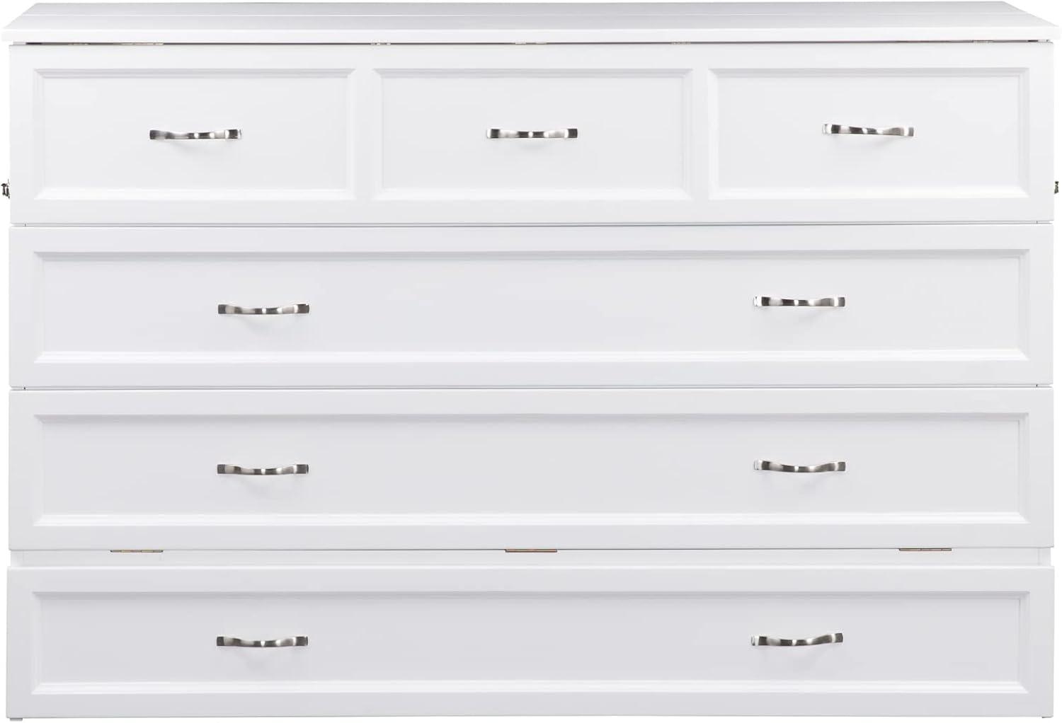 Queen Deerfield Murphy Bed Chest with Charging Station White - AFI: Space-Saving, Fold-Out Mattress, Elegant Design