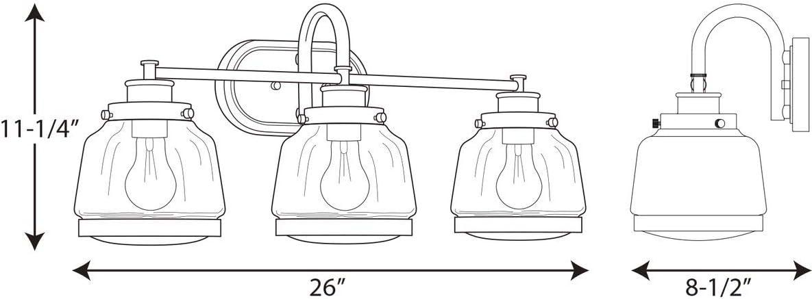 Progress Lighting Judson 3-Light Bath Vanity, Antique Bronze, Schoolhouse Globe Shade