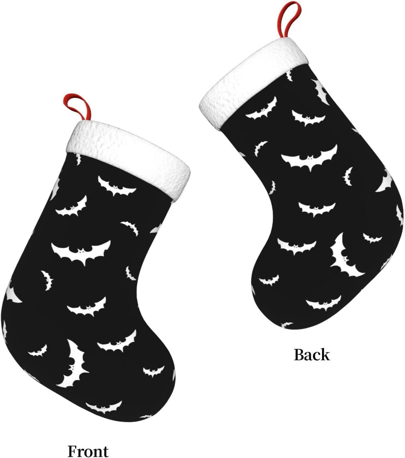 Hotbar Christmas Stocking Bats Silhouette, Plush Xmas Stockings Stair Fireplace Decoration for Holiday Party Festival 1 Pack