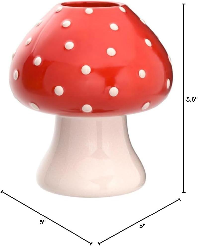 ban.do Decorative Mushroom Vase, Trendy Flower Vase, Cottagecore Room Decor, Unique Ceramic Vase for Home/Kitchen/Office Decorations