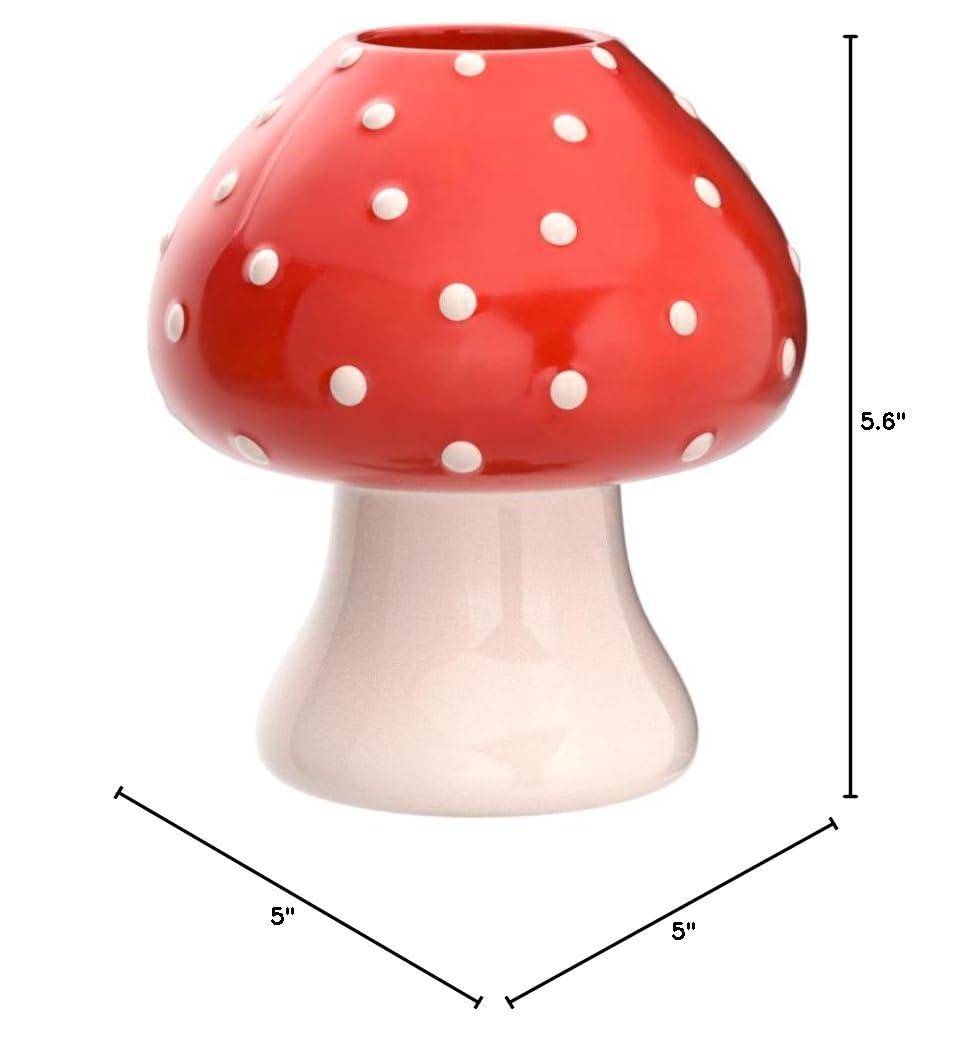 ban.do Decorative Mushroom Vase, Trendy Flower Vase, Cottagecore Room Decor, Unique Ceramic Vase for Home/Kitchen/Office Decorations