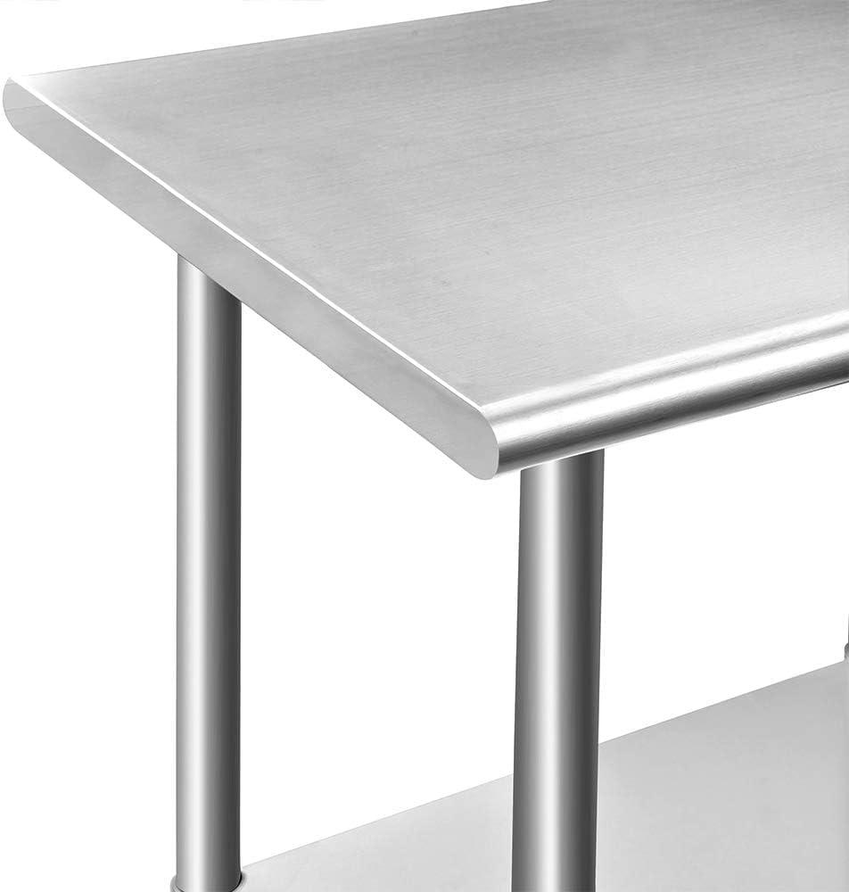 30x24 Inch Brushed Stainless Steel Rectangular Prep Table