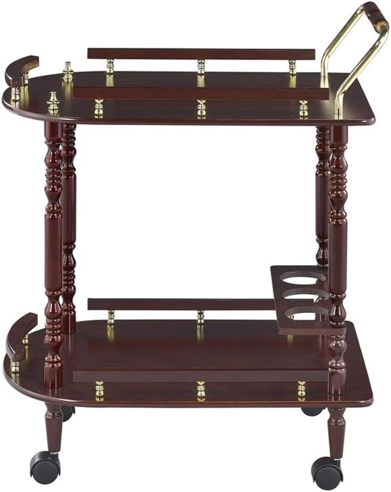 ByEUcuk Home Furnishings Palmer 2-Tier Serving Cart Merlot and Brass