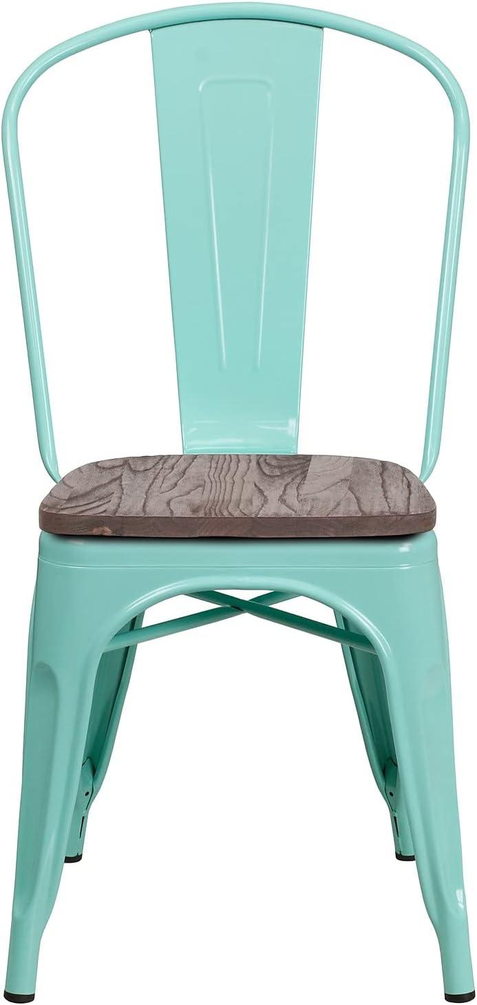 Flash Furniture Metal Stackable Chair with Wood Seat