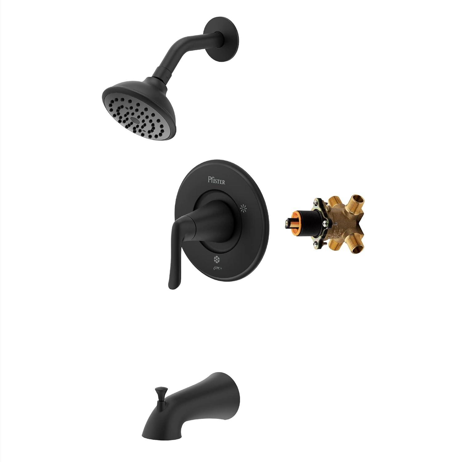 Pfister Willa Tub & Shower Trim Kit, Valve and Cartridge Included, 1-Handle, Spot Defense Matte Black Finish, 8P8WS2MALSSDB