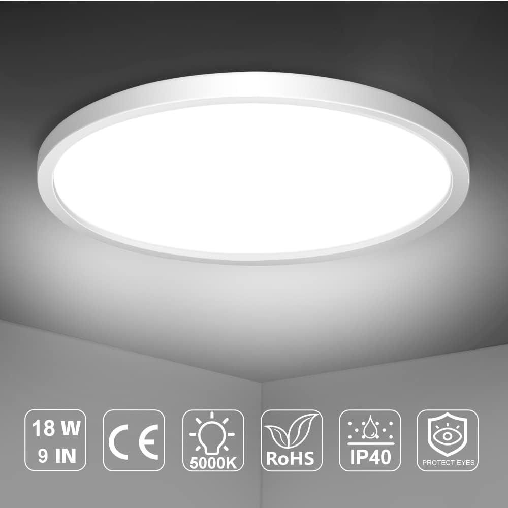 9-Inch White LED Flush Mount Ceiling Light Fixture