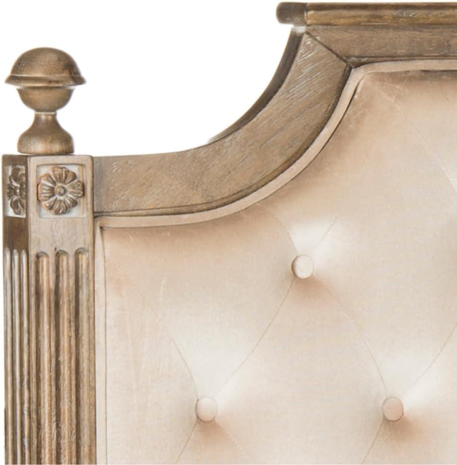 SAFAVIEH Rustic Wood Tufted Upholstered Headboard, Full, Beige Velvet
