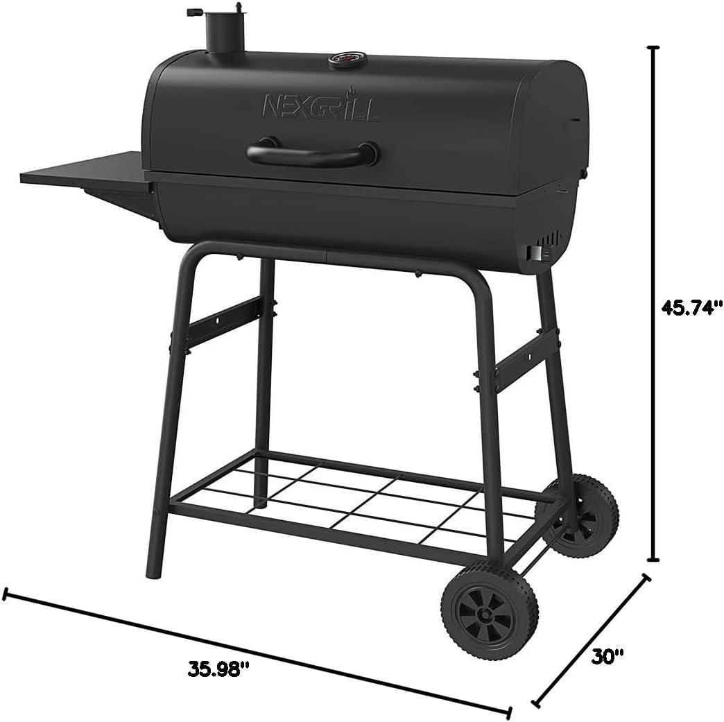 Nexgrill Black 29" Charcoal Barrel Grill with Side Shelf