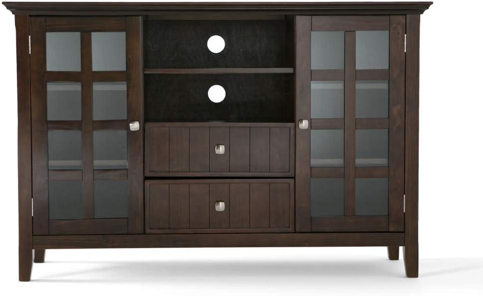 Acadian SOLID WOOD 53 inch Wide Transitional TV Media Stand in Brunette Brown For TVs up to 60 inches