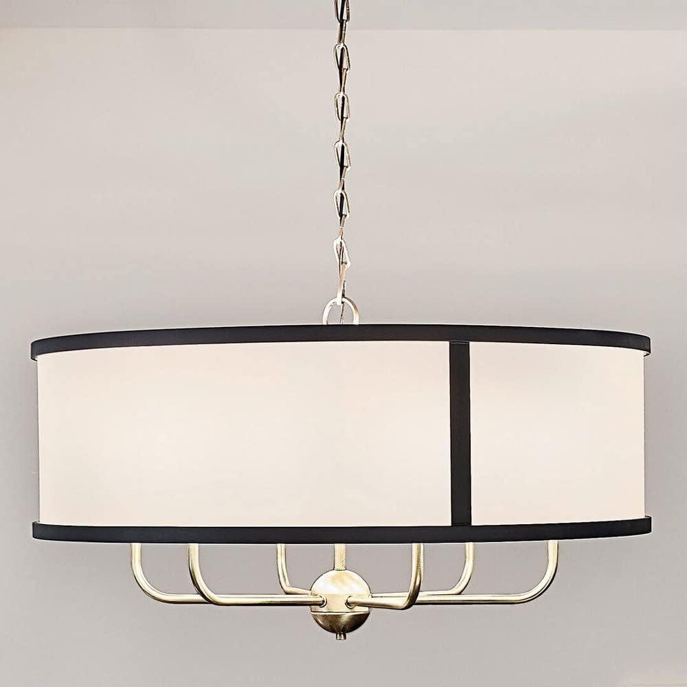 Elegant Textured Black 6-Light Chandelier with Fabric Shade