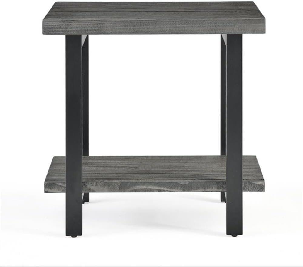 Pomona Metal and Reclaimed Wood End Table Slate Gray - Alaterre Furniture