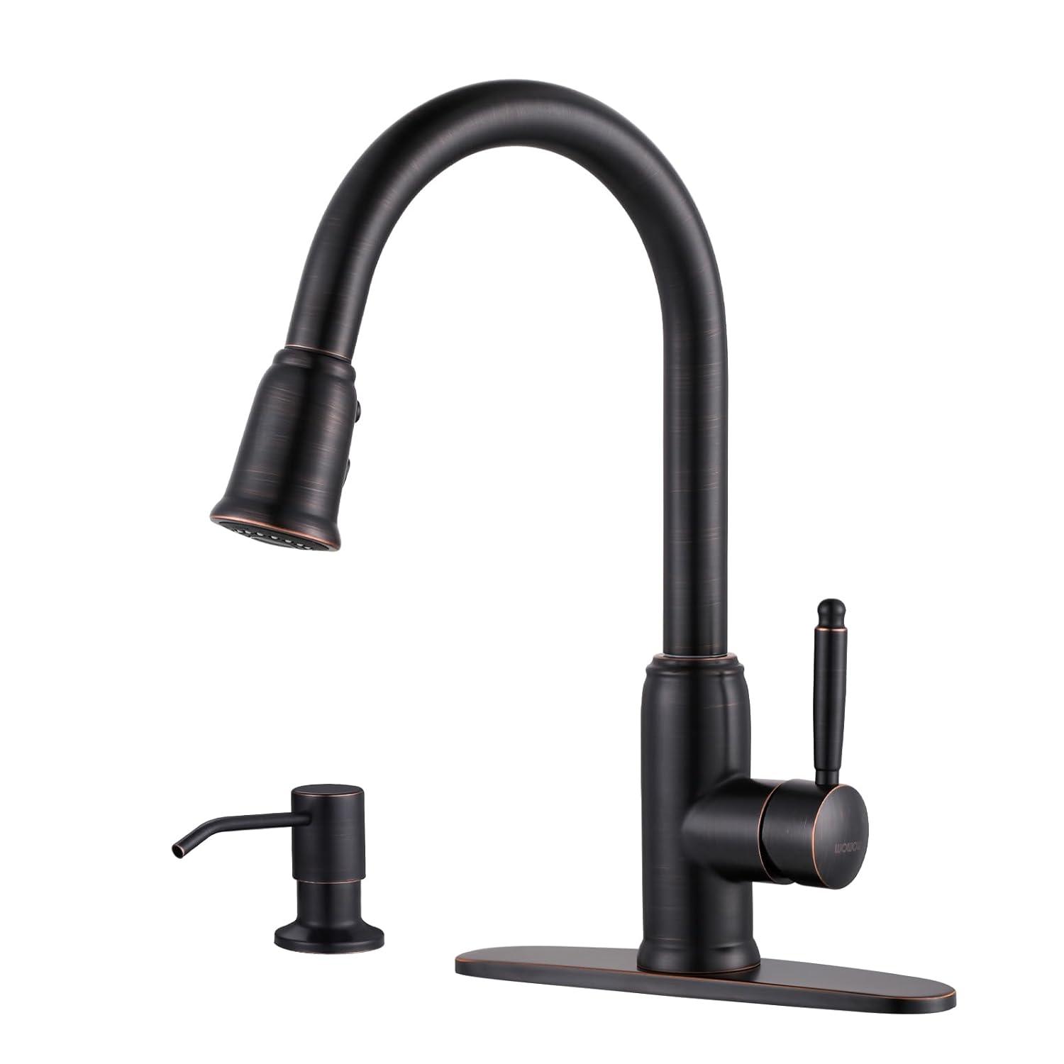 WOWOW WOWOW Pull Down Kitchen Faucet with Soap Dispenser 2310101RB-S