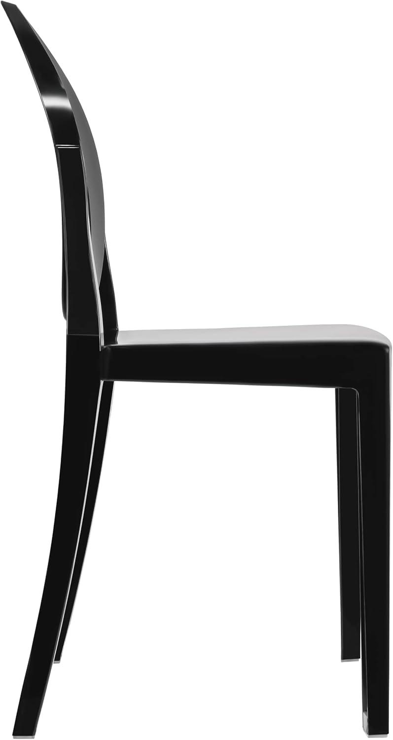 2xhome Modern Contemorary Dining Ghost Side Chair Stackable Victorian Acrylic Plastic Vanity Chair, Black