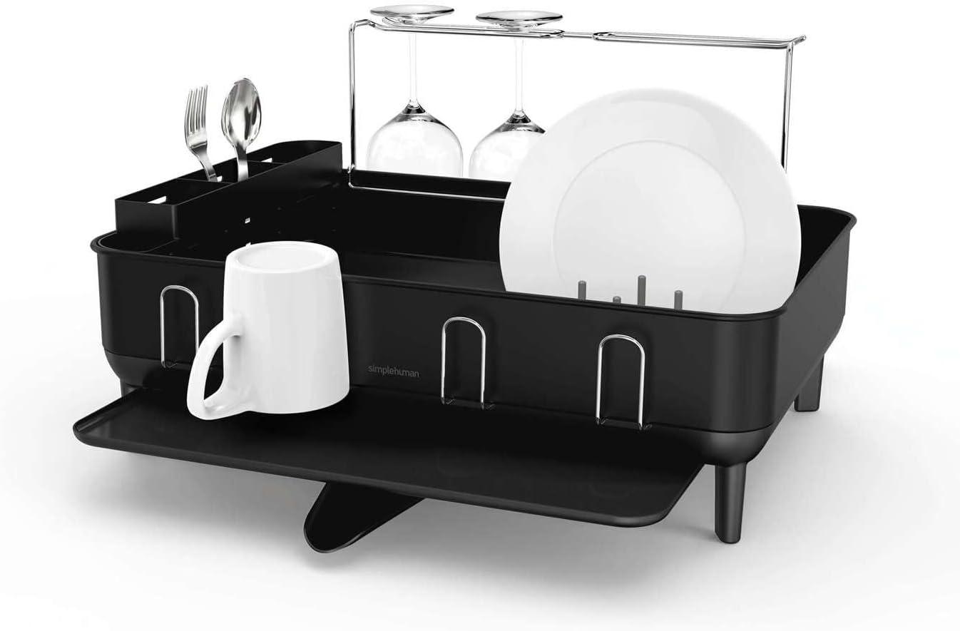 Simplehuman Kitchen Dish Drying Rack, Matte Black Steel