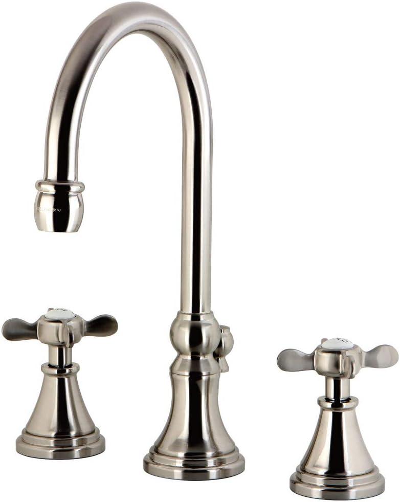 Kingston Brass Kingston Brass Essex Two-Handle 3-Hole Deck Mount Widespread Bathroom Faucet with Brass Pop-Up Drain KS2988BEX