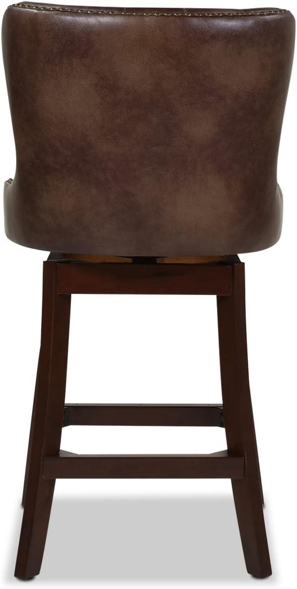 Holmes Tufted High-Back 360 Swivel Counter-Height Barstool Mid Brown