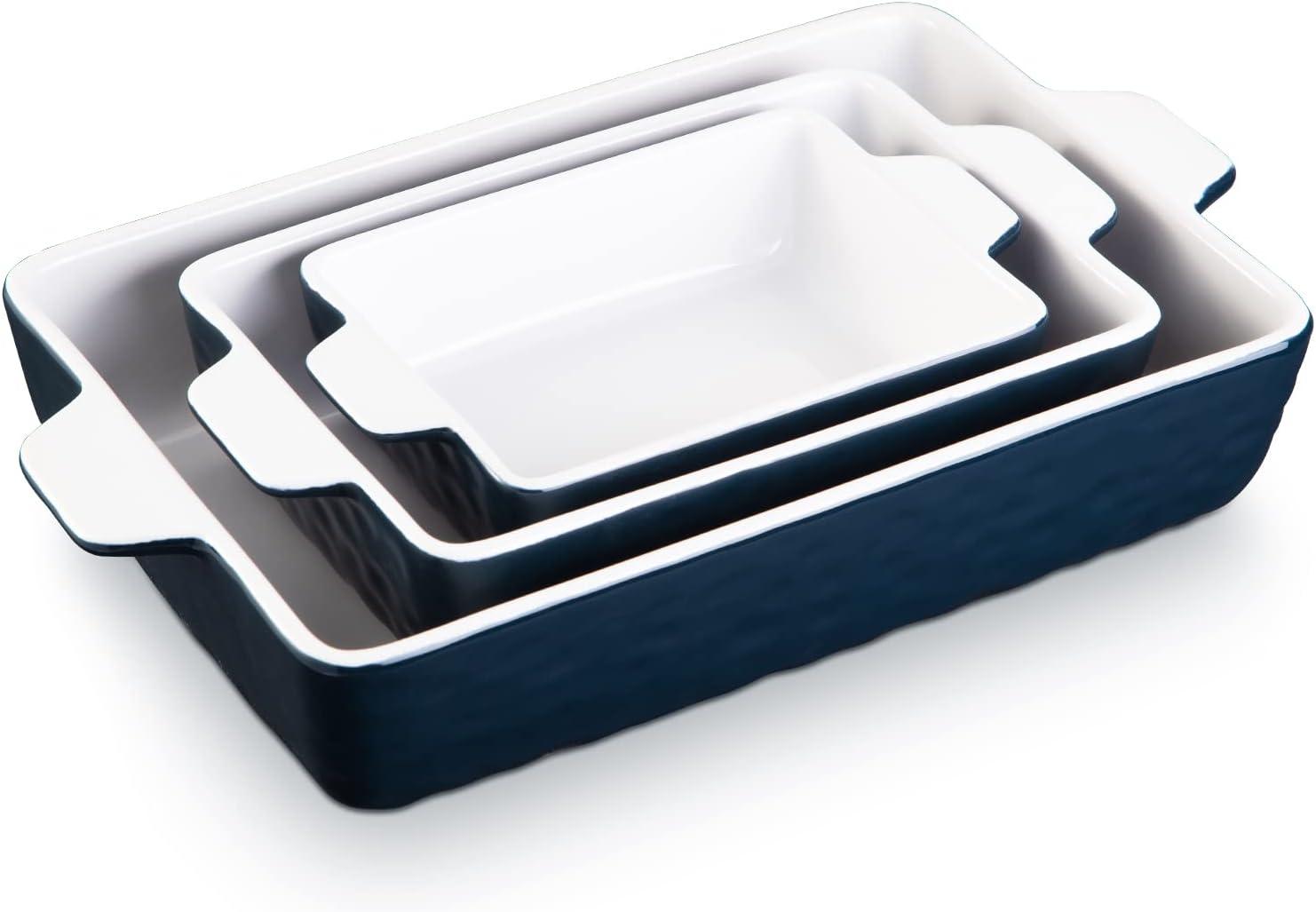 Aqua Ceramic Non-Stick 3-Piece Casserole Bakeware Set