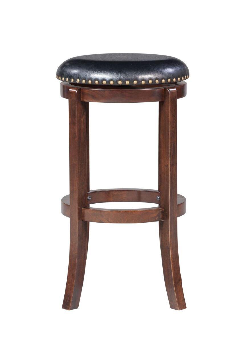 Boraam Cordova Bar Height Backless Swivel Wood Bar Stool, Cappuccino Finish