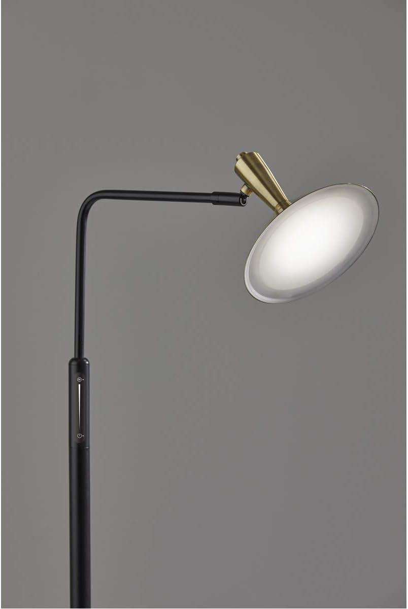 Adesso Lucas LED Floor Lamp, Black with Antique Brass