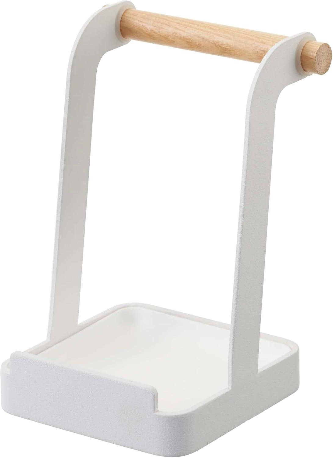 Compact White Wood Ladle and Lid Stand