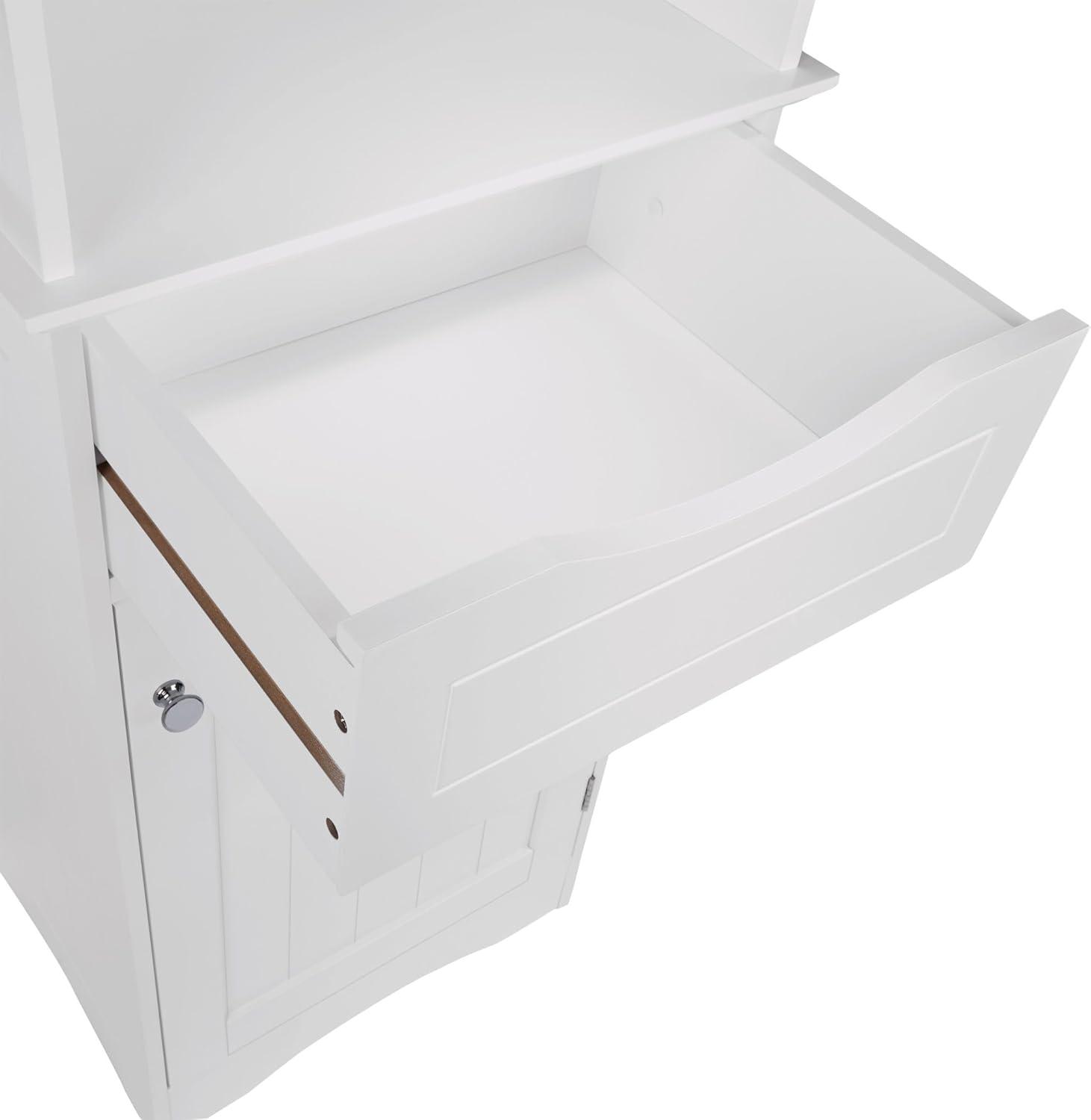 RiverRidge Ashland Tall Bathroom Storage Linen Cabinet and Organizer with Drawer and Shelves