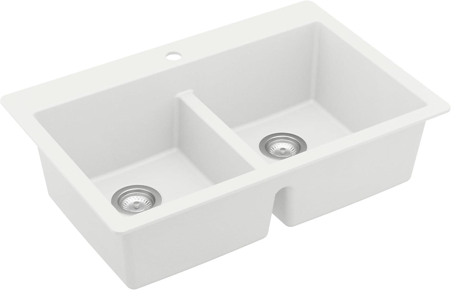 Karran Quartz 33'' X 22'' 50/50 Double Bowl Composite Drop-in Kitchen Sink