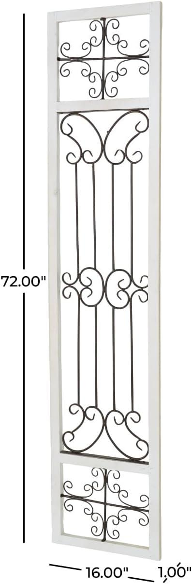 DecMode Decoración de Pared de Metal y Madera Inspirada en Puertas Arqueadas Rústicas 72" de Alto x 19 de Largo, Acabado en Marrón Desgastado con Carácter Orgánico