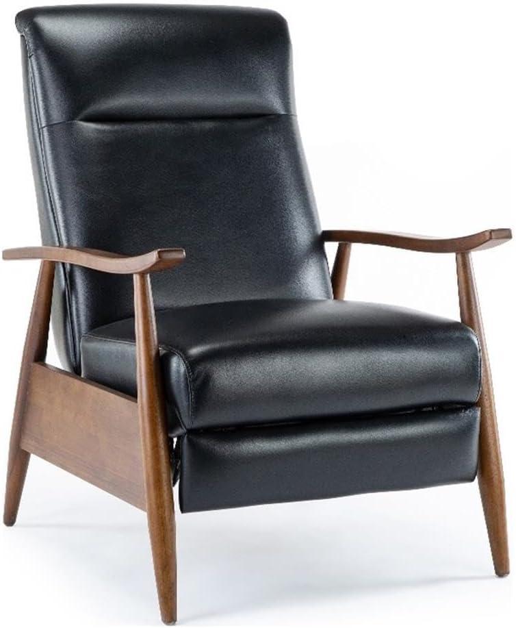 Mid-Century Modern Chestnut & Black Faux Leather Recliner