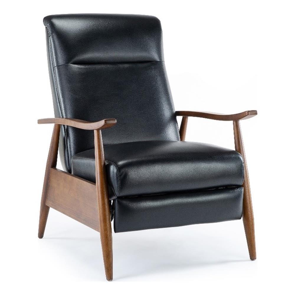 Comfort Pointe Solaris Press-Back Recliner Black: Faux Leather, Wood Legs, 330 lbs Capacity