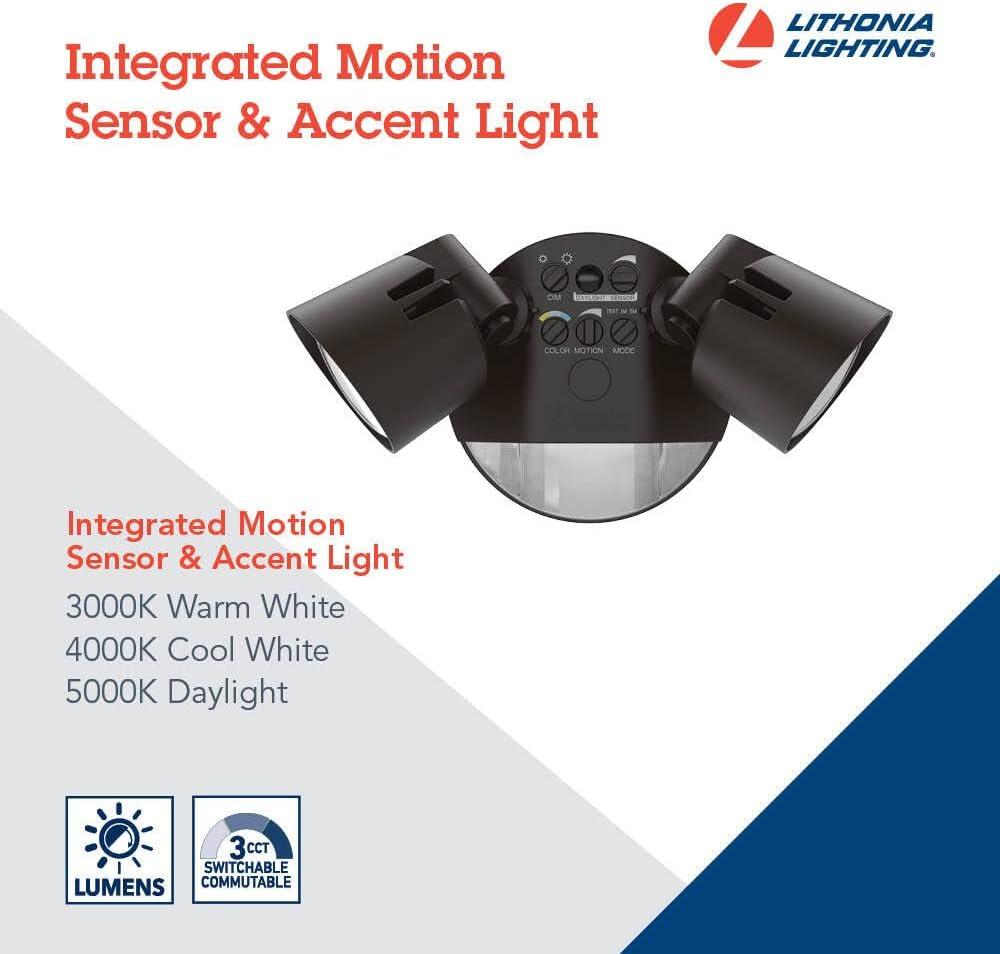 Lithonia Lighting 2 - Head Hardwired Dusk to Dawn Outdoor Security Flood Light with Motion Sensor