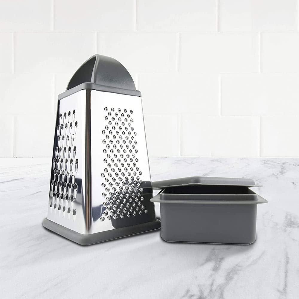 Gray Stainless Steel Box Grater with Container