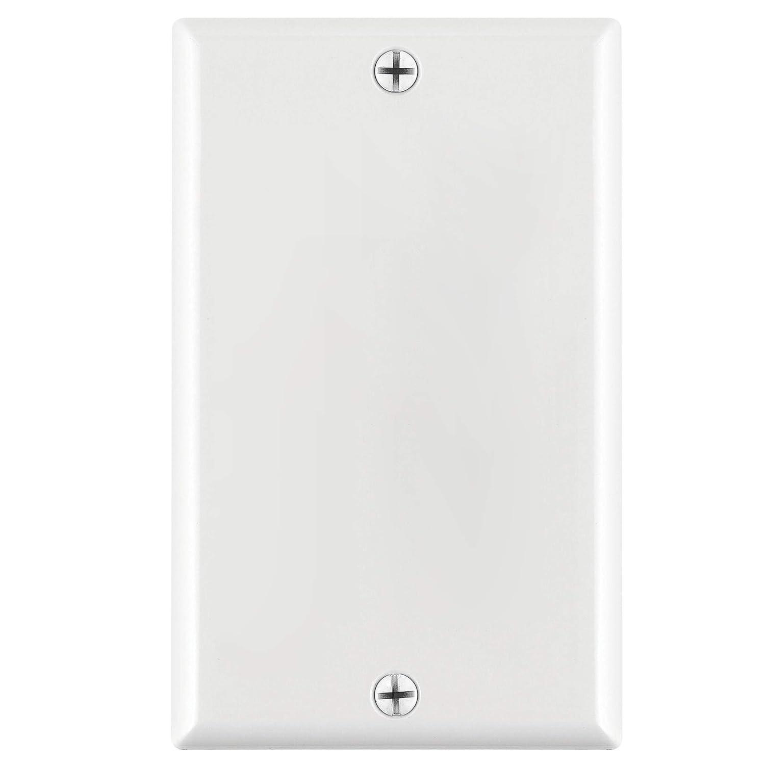 Cmple - [10 PACK] White Standard 1-Gang Blank Wall Plate, Standard Size, Polycarbonate Thermoplastic Panel GFCI Electrical Wall Plate Single-Gang Cover
