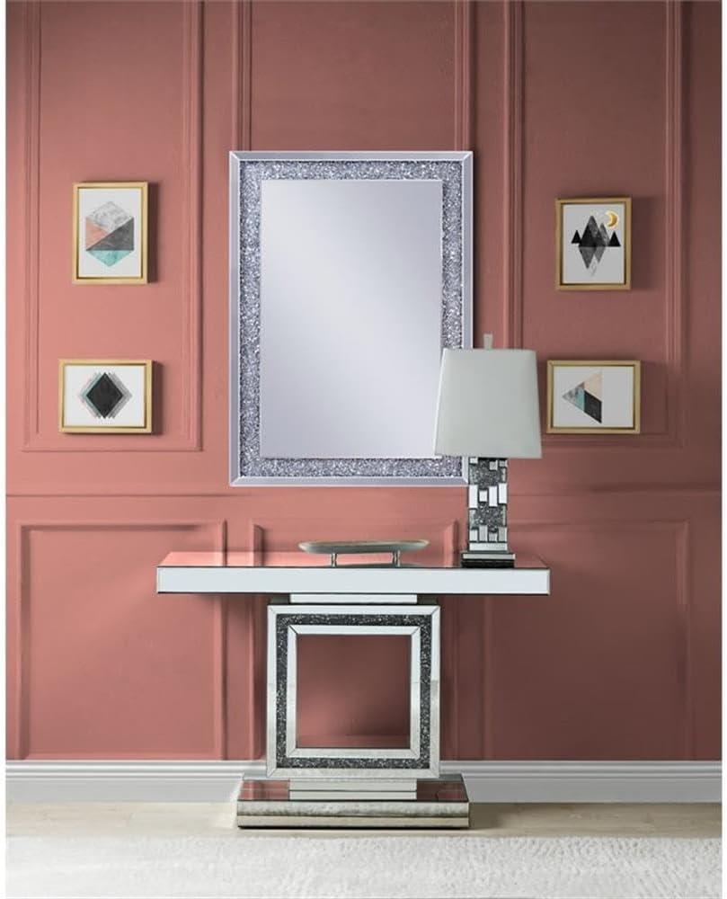 Noralie Mirrored Console Table with Faux Diamonds