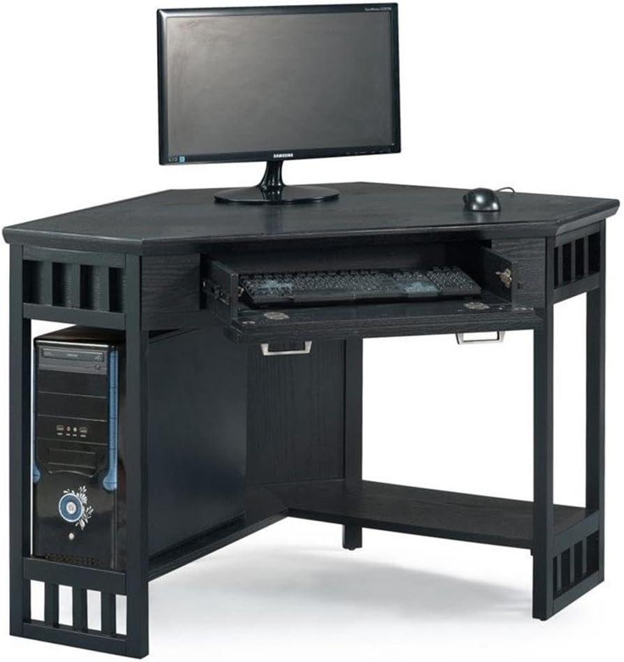 Leick Furniture Corner Computer Wood Desk in Black