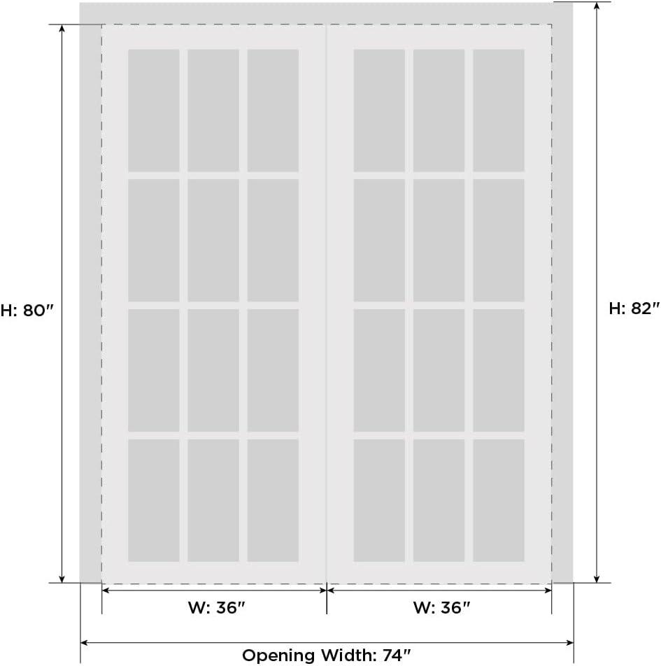 Quadro 4522 White Silk French Double Doors with Clear Glass Panels