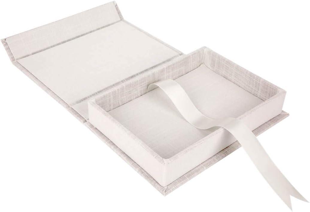 Ivory Linen Photo Storage Box with Ribbon Lid