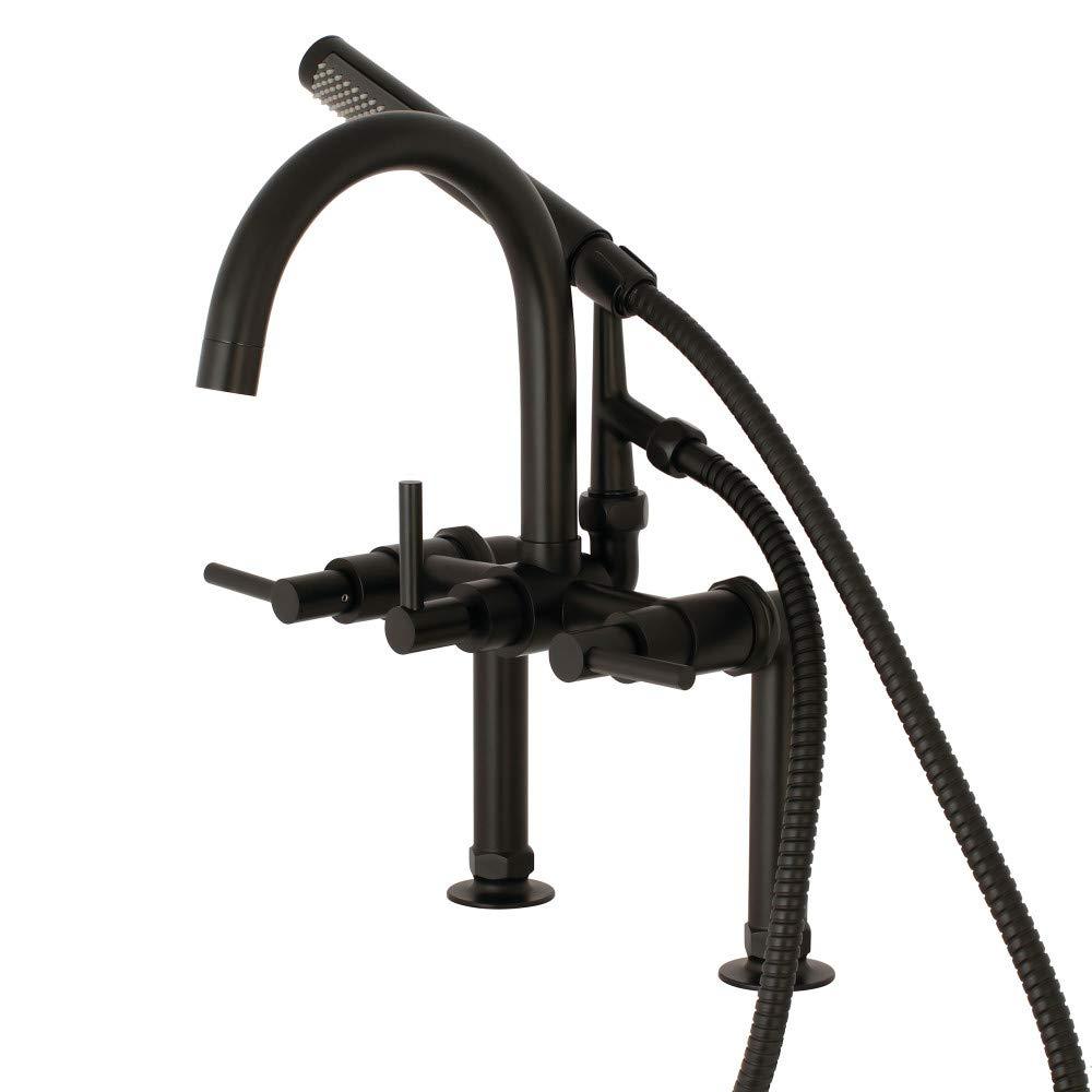 Kingston Brass Concord Three-Handle 2-Hole Deck Mount Clawfoot Tub Faucet with Hand Shower