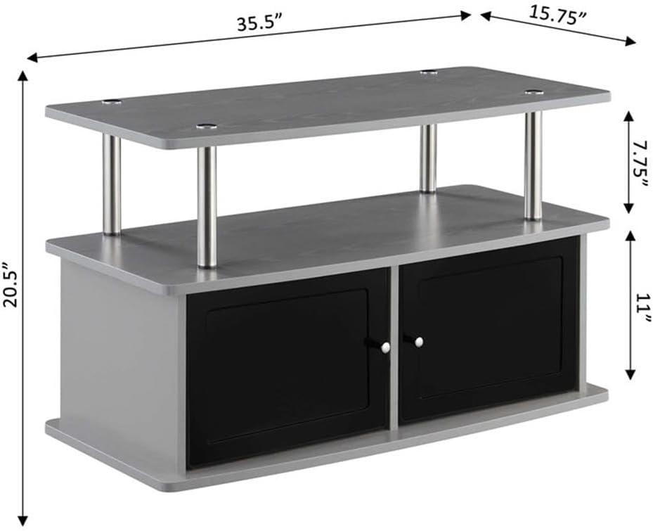 Convenience Concepts Designs2Go TV Stand with 2 Storage Cabinets and Shelf for TVs up to 40", Gray
