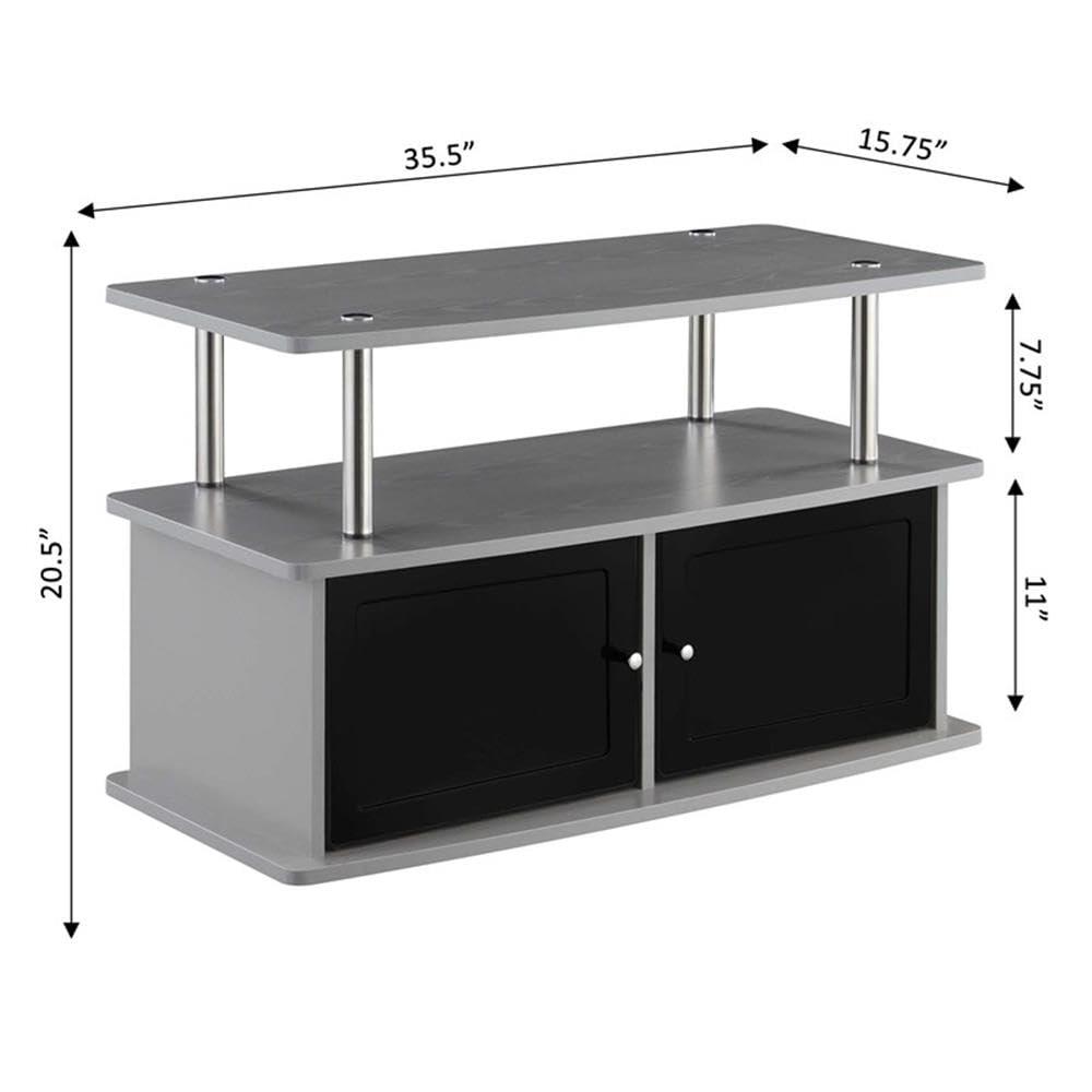 Convenience Concepts Designs2Go TV Stand with 2 Storage Cabinets and Shelf for TVs up to 40", Gray
