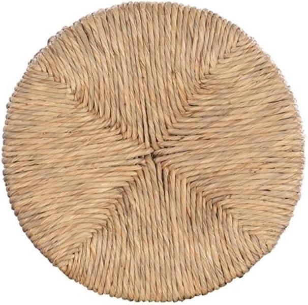 Linon Maya 25.5" Rubberwood Counter Stool Natural Seagrass Swivel Seat in Black
