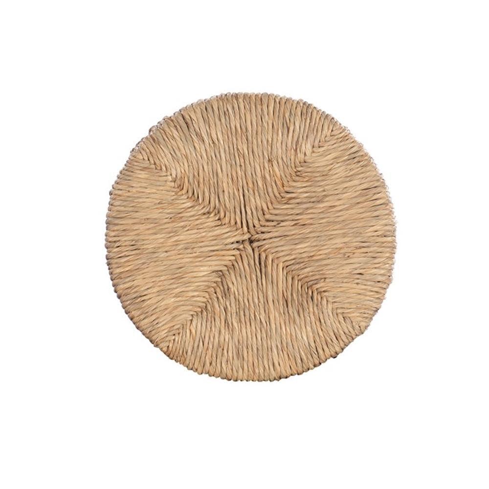 Linon Maya 25.5" Rubberwood Counter Stool Natural Seagrass Swivel Seat in Black