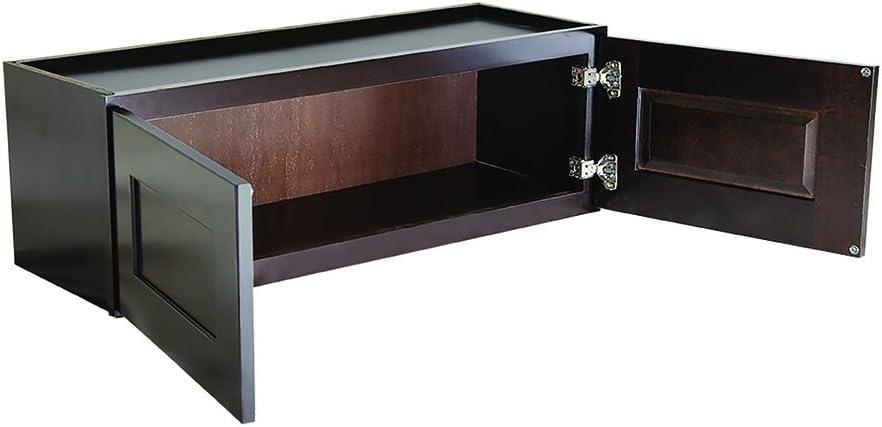 Brookings Shaker Unassembled Bridge Wall Kitchen Cabinet W3321, 33 W x 12 D x 21 H, Brown, Solid Wood, Design House, 543231