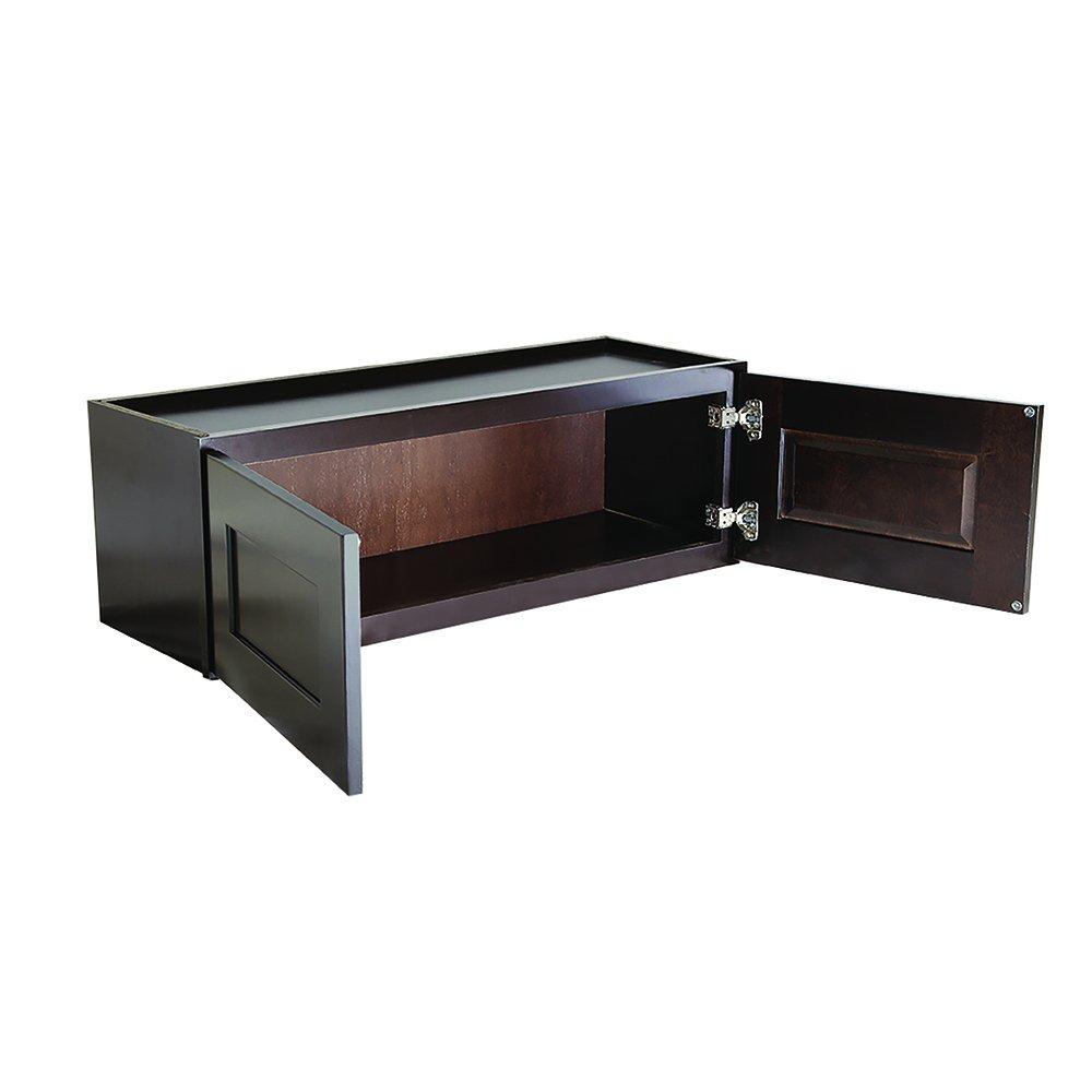 Brookings Shaker Unassembled Bridge Wall Kitchen Cabinet W3321, 33 W x 12 D x 21 H, Brown, Solid Wood, Design House, 543231