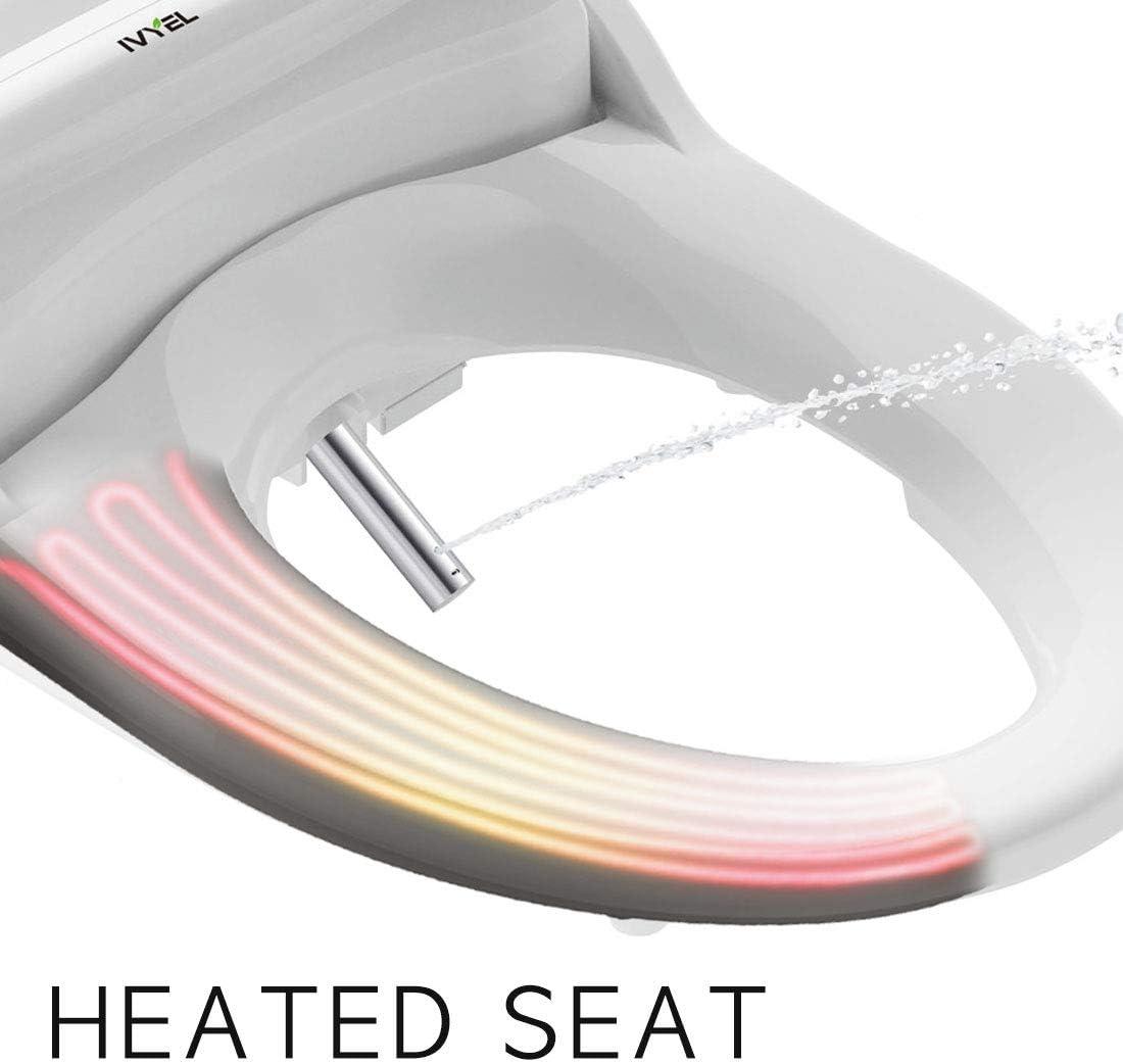 Ivyel GL-3 Smart Electric Bidet for Toilet Seat,Fits Round Toilets,Stainless Steel Self Cleaning Nozzle,Heated bidet Toilet Seat with Warm Water,Air Dryer,Intensive Wash