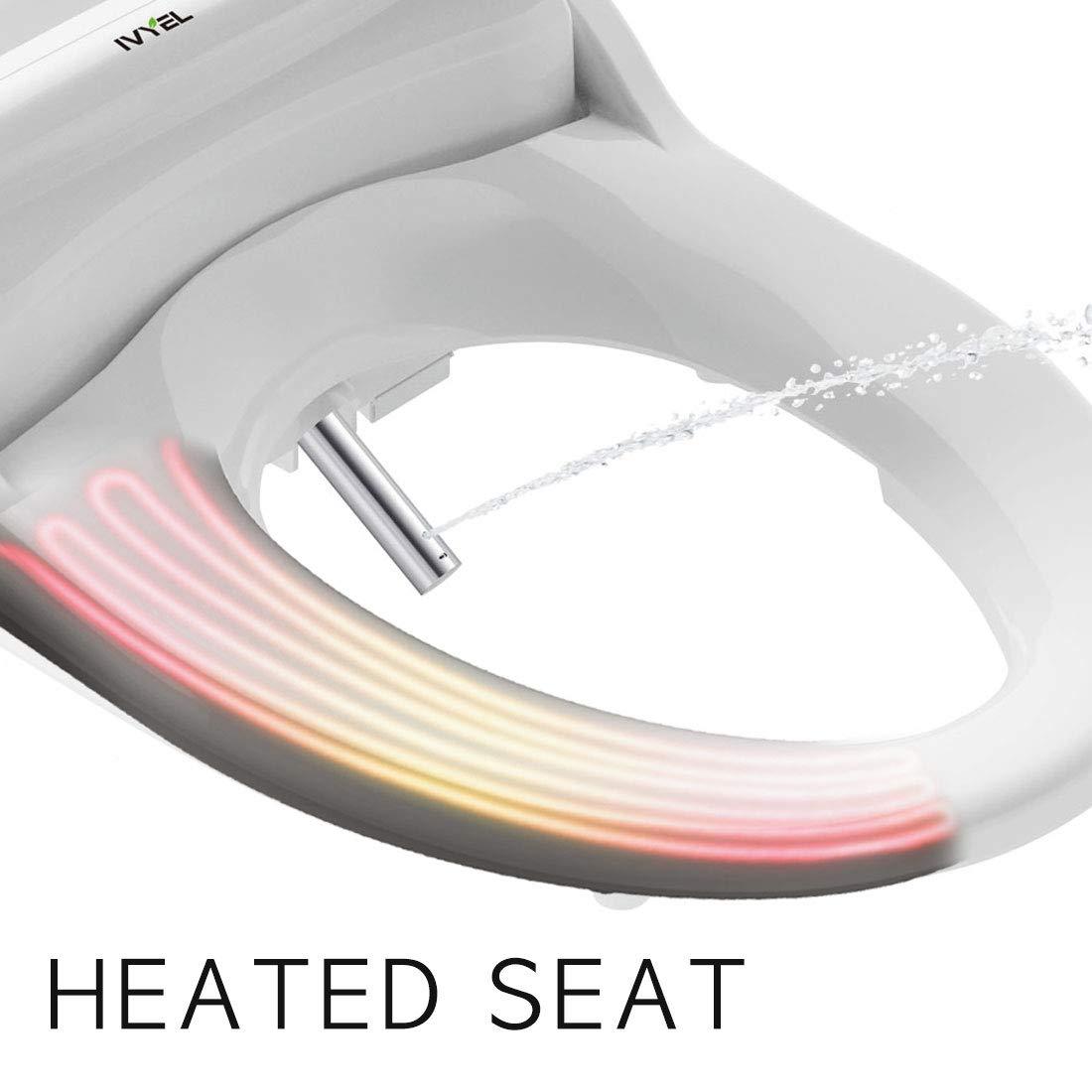 Ivyel GL-3 Smart Electric Bidet for Toilet Seat,Fits Round Toilets,Stainless Steel Self Cleaning Nozzle,Heated bidet Toilet Seat with Warm Water,Air Dryer,Intensive Wash