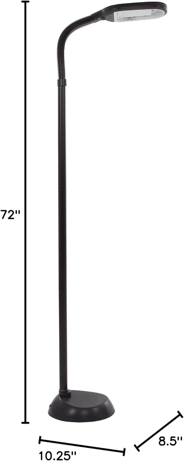 Adjustable Floor Lamp - 6ft Full Spectrum Natural Sunlight Lamp with Bendable Neck - Reading, Crafts, Esthetician Floor Light by Lavish Home (Black)