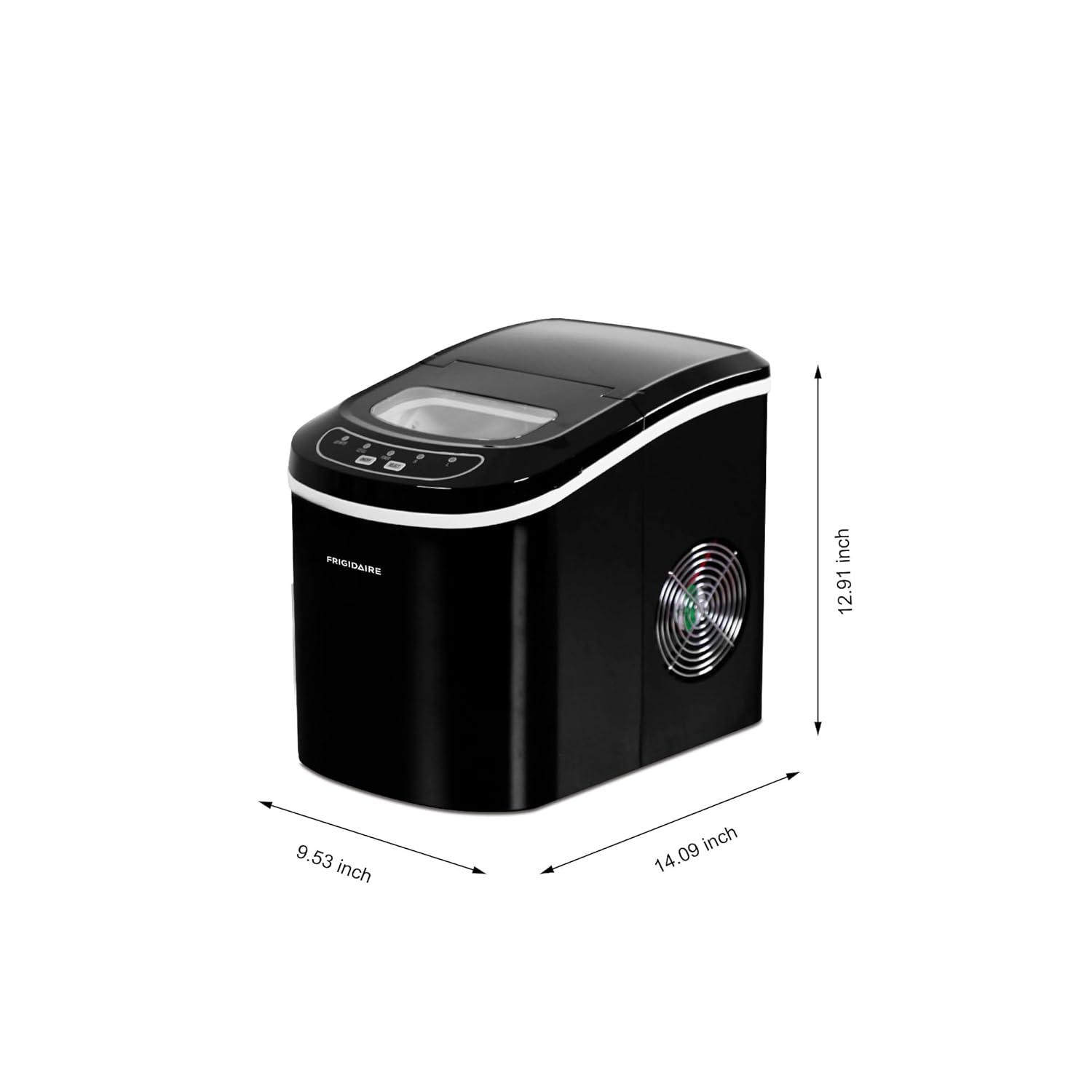 Ice Maker EFIC102-RED, Countertop Ice Maker with Transparent Window, Bullet Ice Maker with 26 lbs. Capacity, Small Ice Maker Machine – 14.1" D x 8.7" W x 12.9" H (Red)