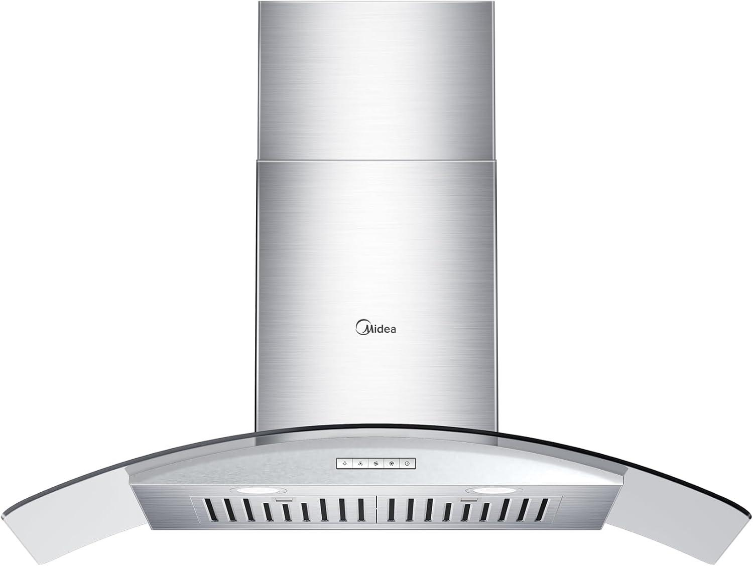 Midea 30" Stainless Steel Convertible Curved Glass Range Hood