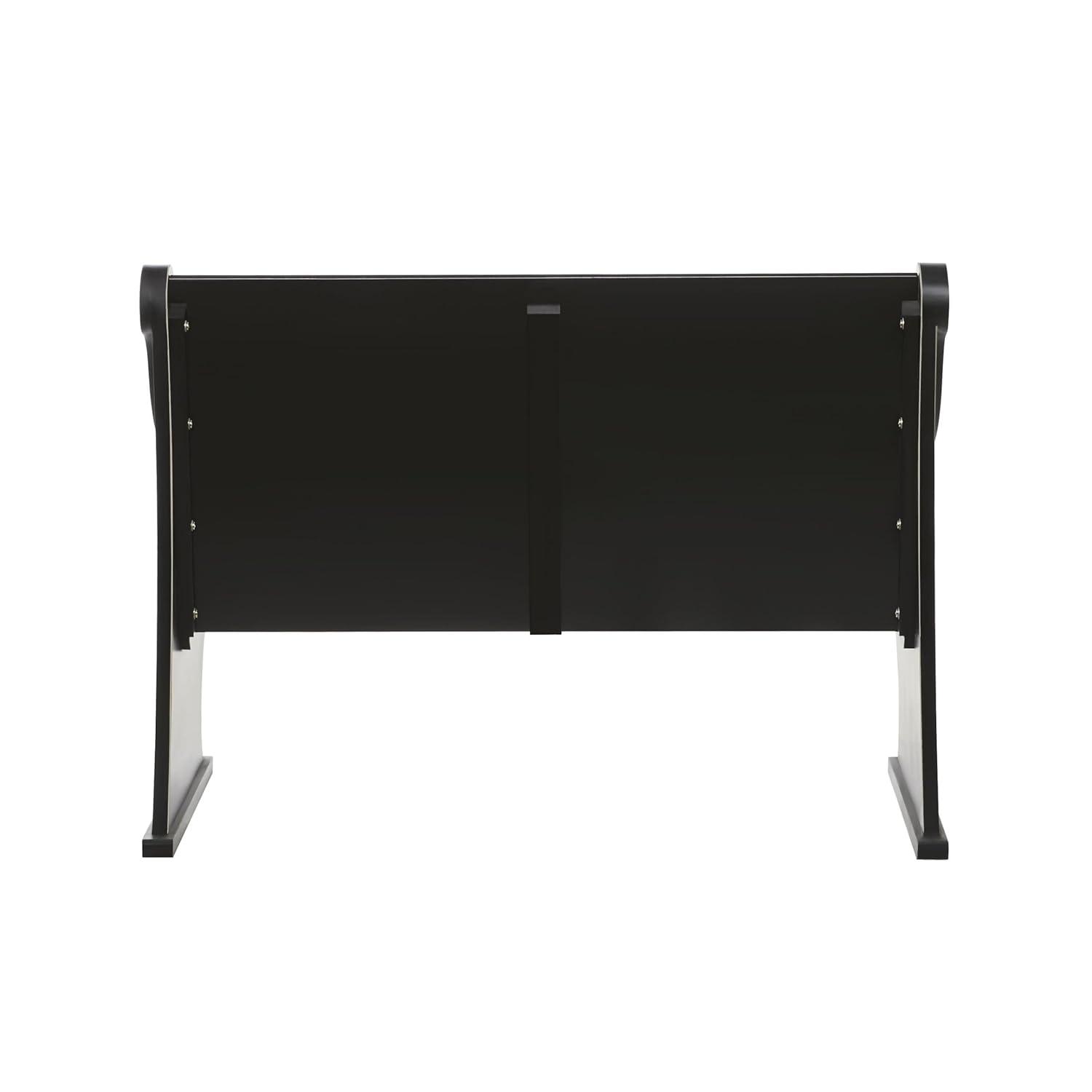 DecMode Wood Storage Bench with Scrolled Armrests, Black