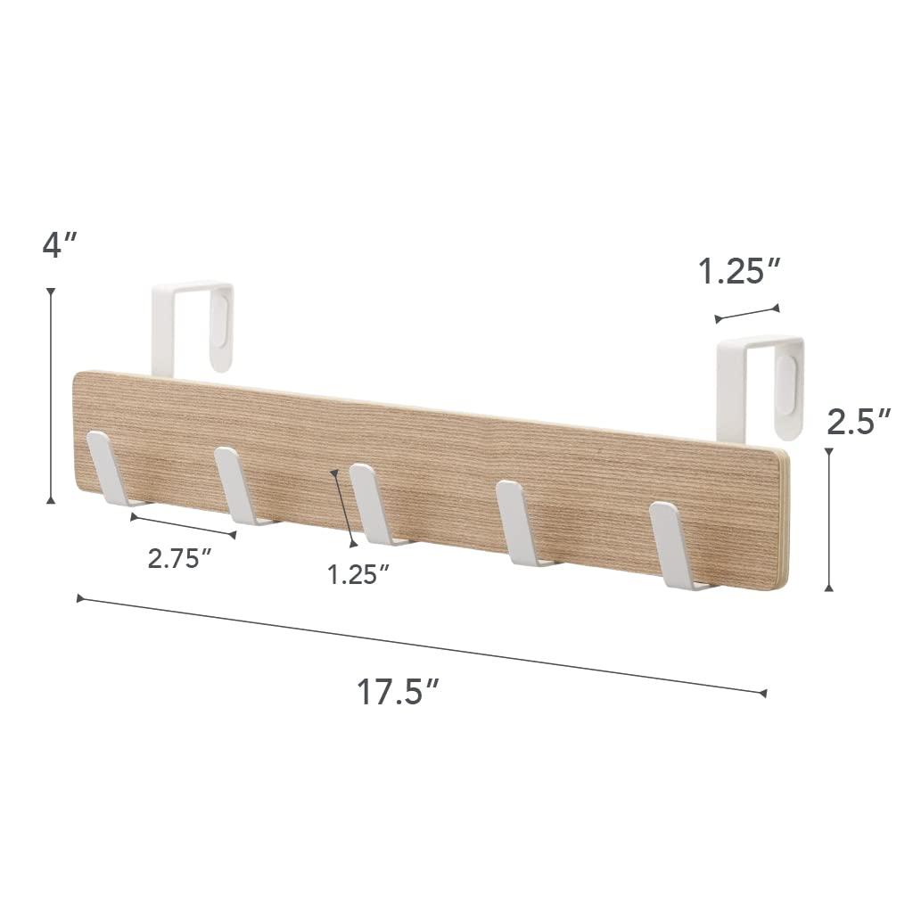 Yamazaki Home Ply Over The Door Hooks - Hanging Coat Rack, Wood, Over-the-Door